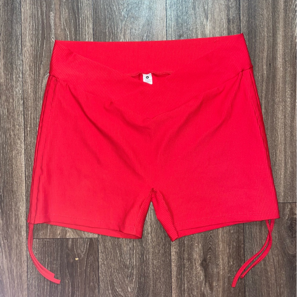 Plus Size 3X Kyoyo Red Women's Rib Knit Shorts